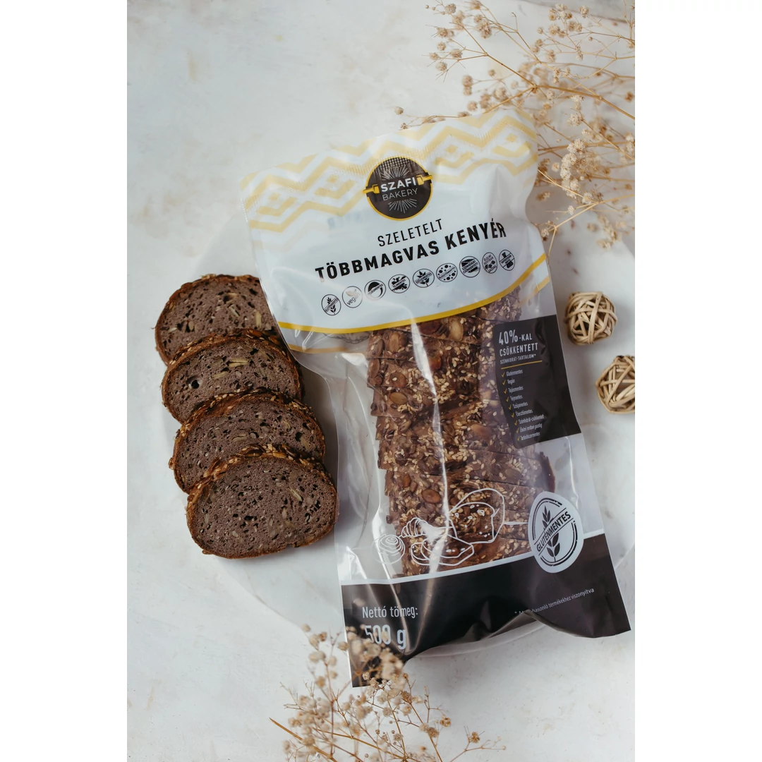 Szafi Bakery Szeletelt Többmagvas kenyér 500g (gluténmentes, élesztőmentes)