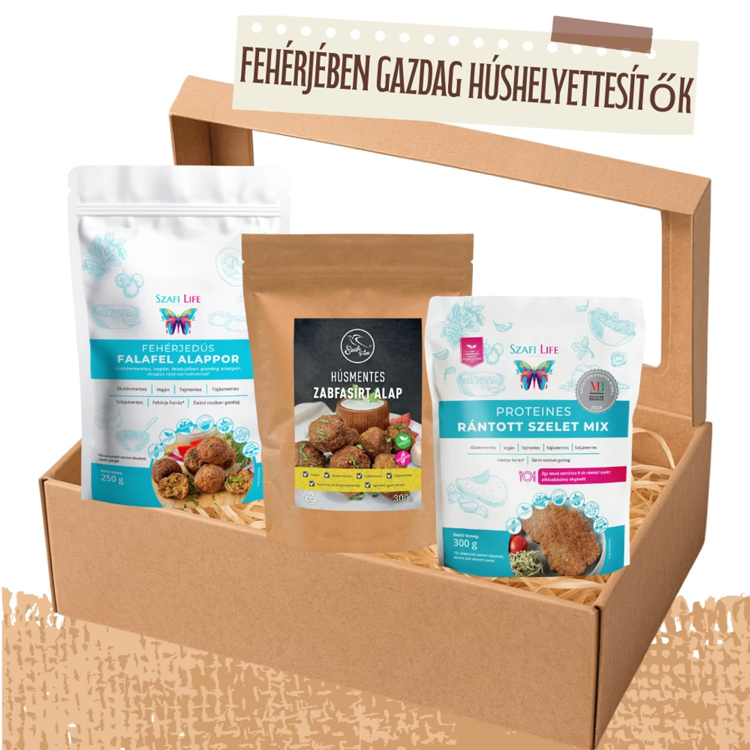 húshelyettesítők, falafel, zabfasírt