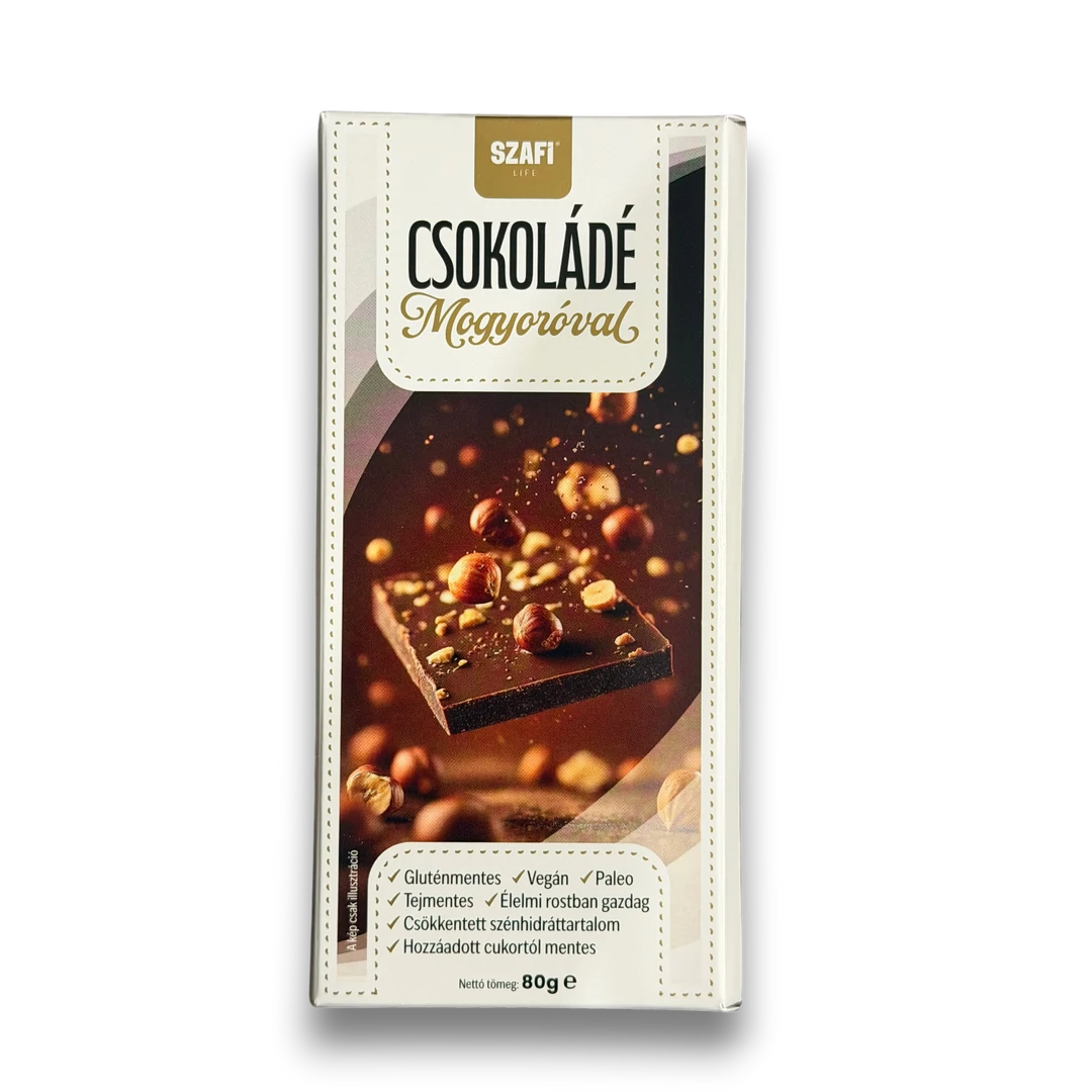 Szafi Life Csokoládé mogyoróval 80g (gluténmentes)