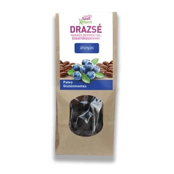 Szafi Reform Áfonyás drazsé kakaós bevonattal, édesítőszerekkel (gluténmentes, paleo) 100 g