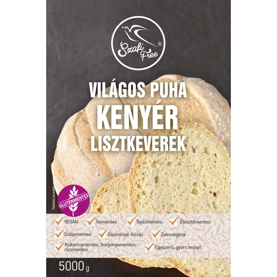 Szafi Free Világos puha kenyér lisztkeverék 5000 g (gluténmentes, tejmentes, tojásmentes, maglisztmentes, élesztőmentes, szójamentes, kukoricamentes)