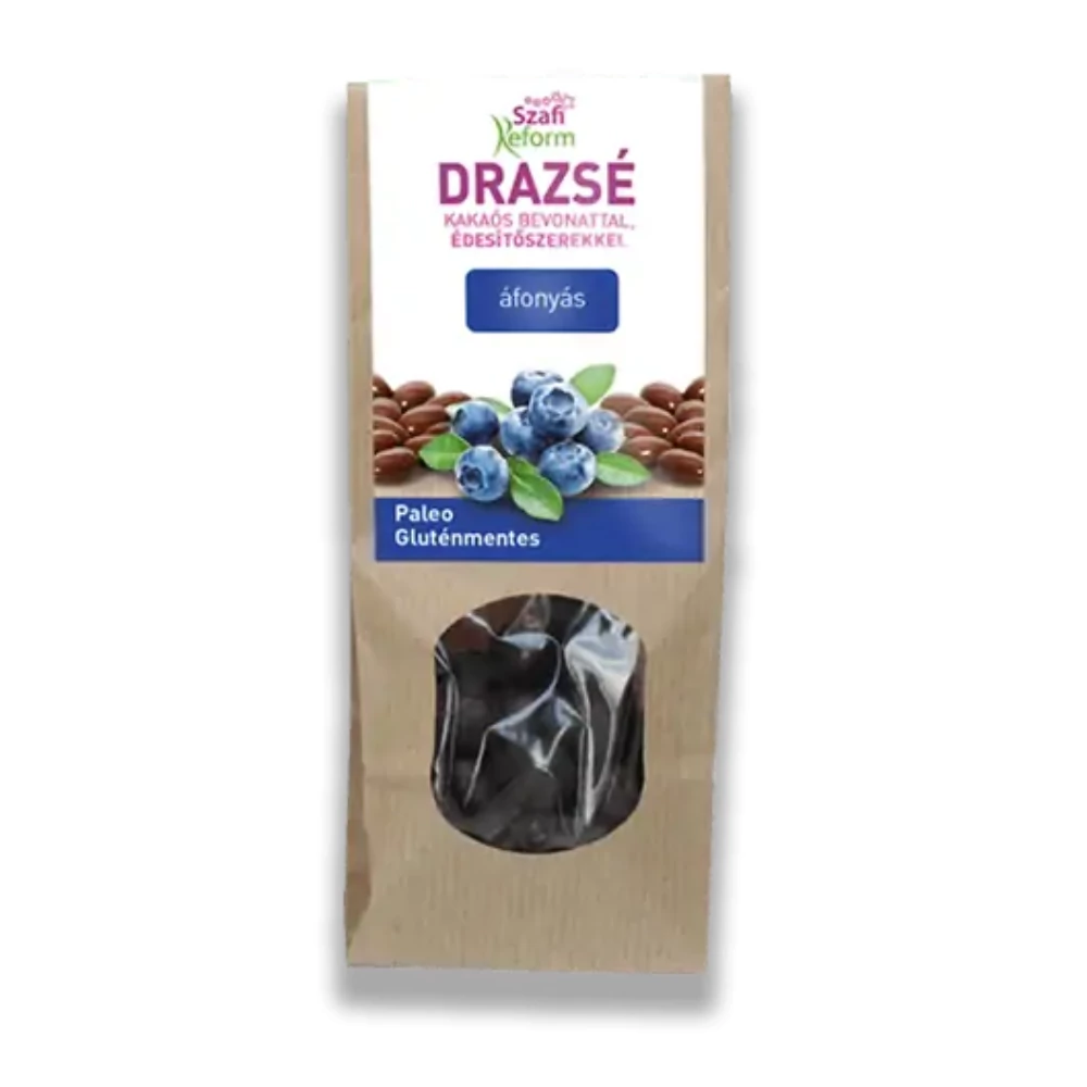 Szafi Reform Áfonyás drazsé kakaós bevonattal, édesítőszerekkel (gluténmentes, paleo) 100 g