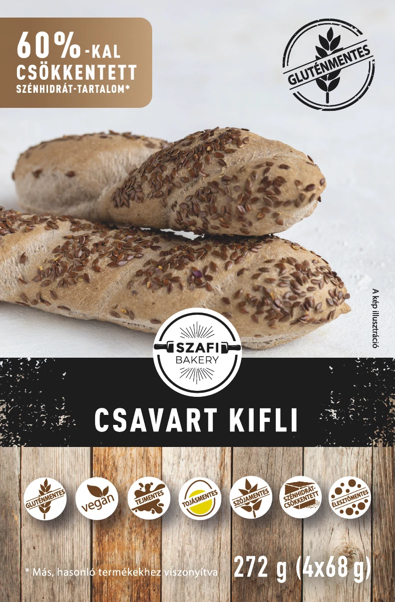 Szafi Bakery CSAVART KIFLI - ÉLESZTŐMENTES 4x68g (gyorsfagyasztott) (gluténmentes)