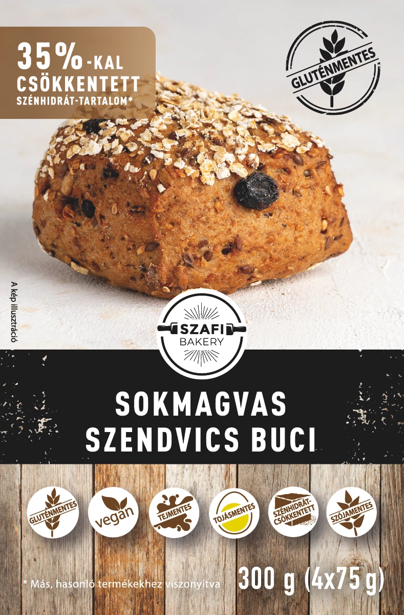 Szafi Bakery Sokmagvas szendvics buci 4x78g (gyorsfagyasztott) (gluténmentes)