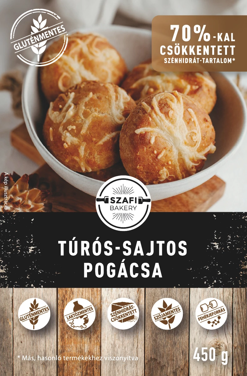 Szafi Bakery túrós-sajtos pogácsa 450g (gyorsfagyasztott) (gluténmentes)