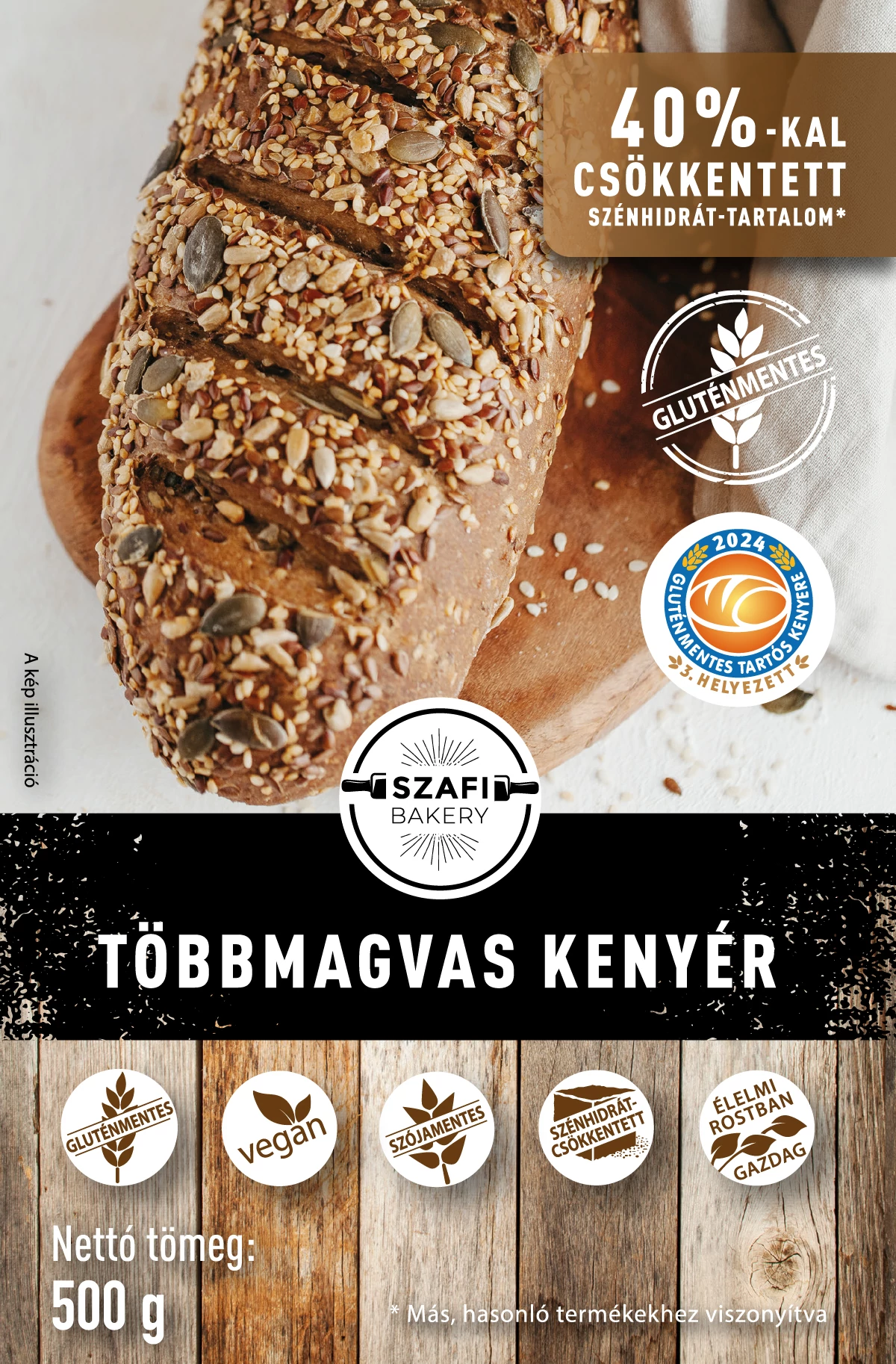 Szafi Bakery Többmagvas kenyér 500g Gyorsfagyasztott (gluténmentes)