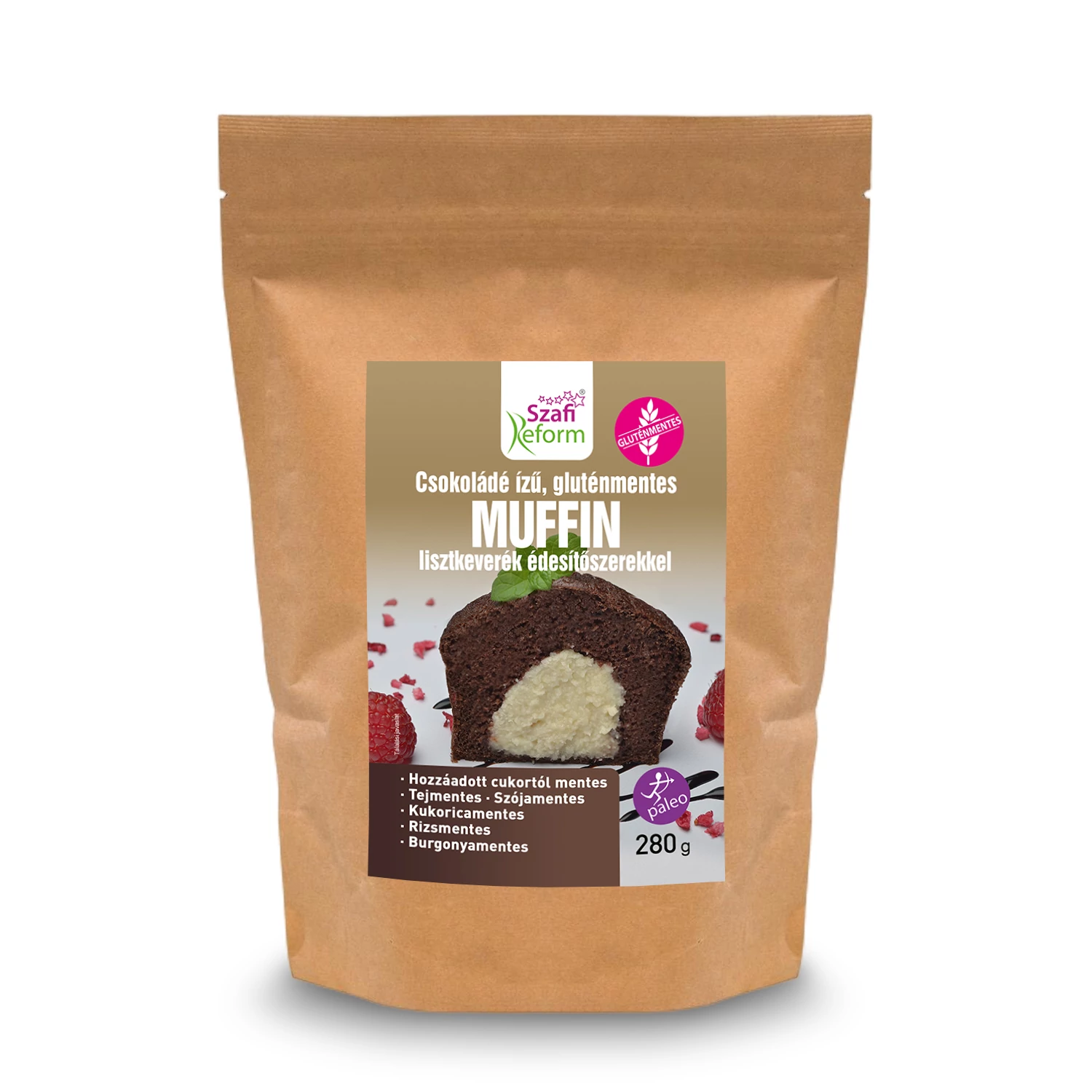 Szafi Reform csokoládé ízű muffin lisztkeverék édesítőszerrel (gluténmentes, paleo) 280 g