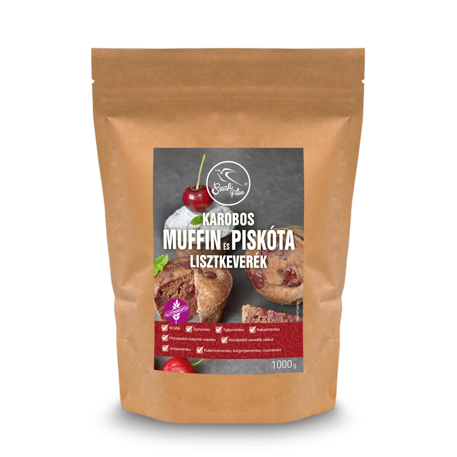 Szafi Free Karobos muffin és piskóta lisztkeverék 1000 g (gluténmentes, tejmentes, tojásmentes, maglisztmentes, zsírszegény, vegán)
