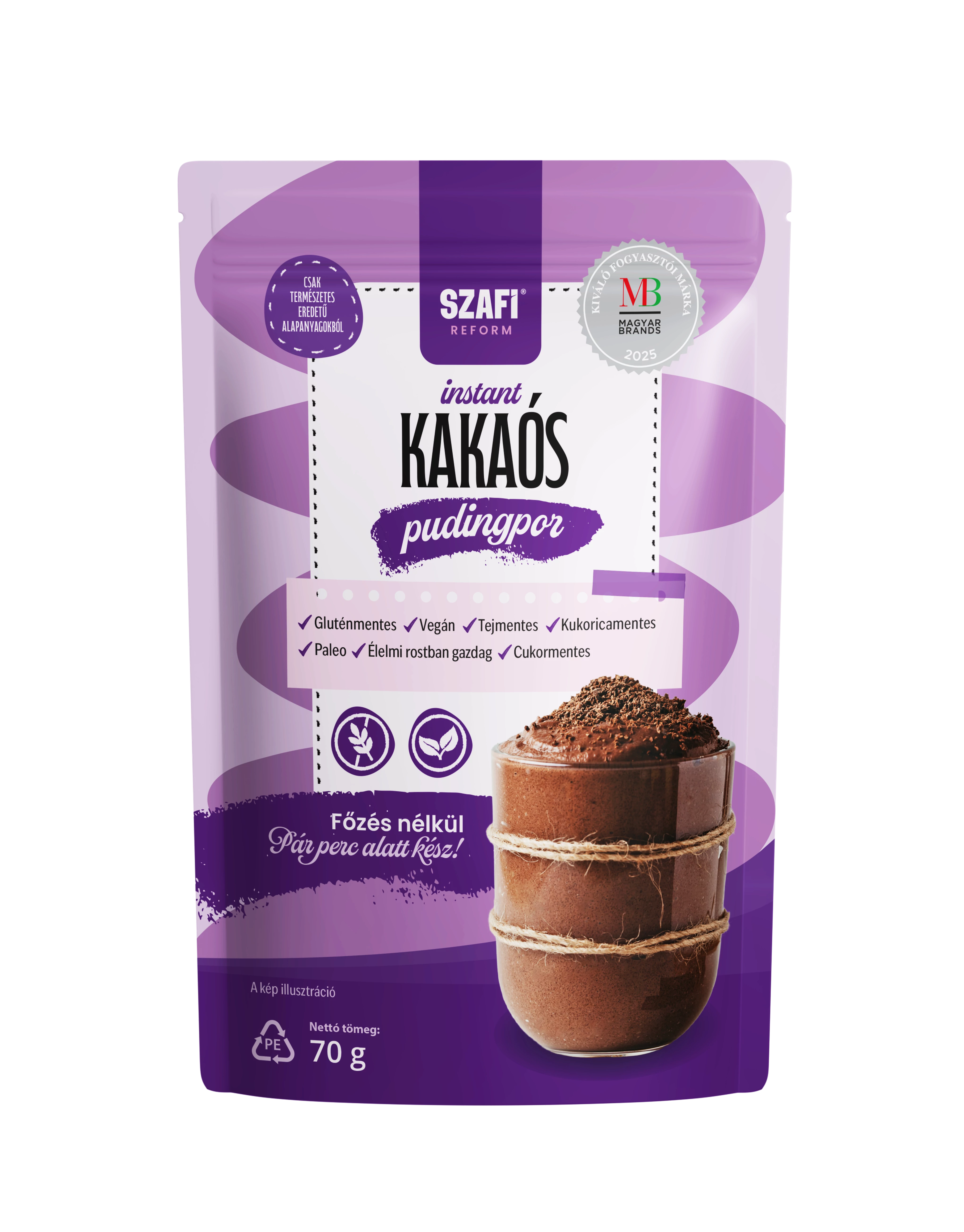 Szafi Reform Instant kakaós pudingpor (gluténmentes) 70g