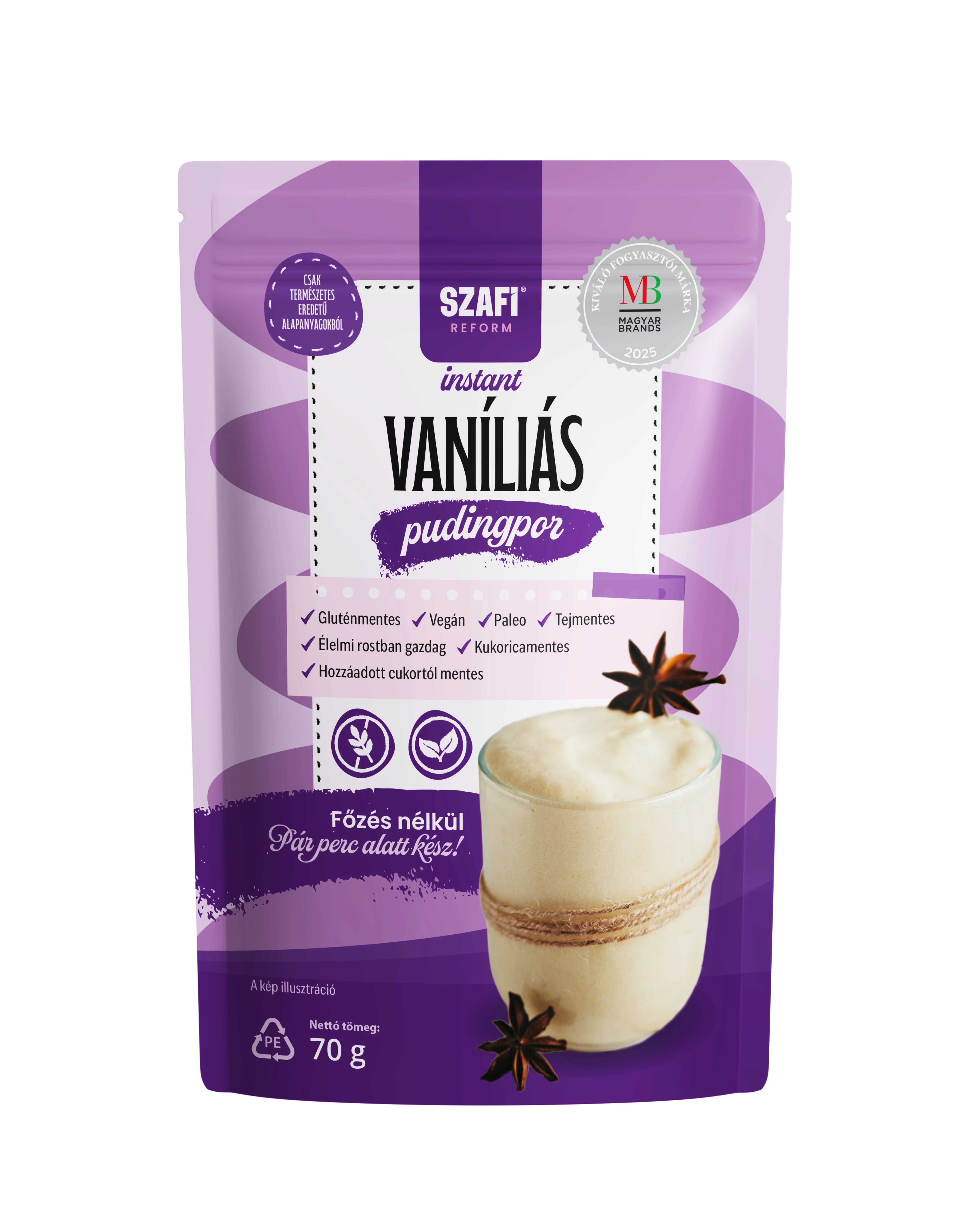 Szafi Reform Instant vaníliás pudingpor (gluténmentes) 70g